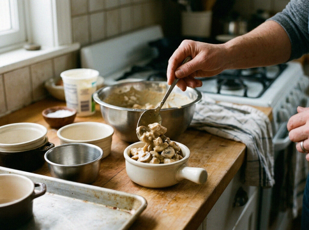 Шаг 4: Жульен с курицей и грибами: классический рецепт в духовке