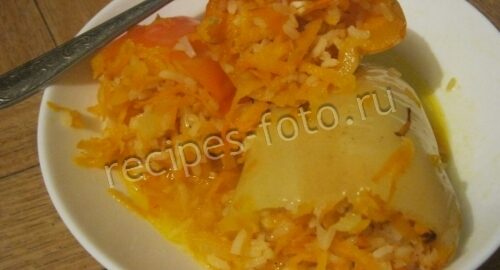 Фаршированные перцы с рисом и морковью в духовке, рецепт с фото