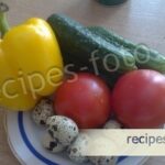 Греческий салат с брынзой и перепелиными яйцами, рецепт с фото