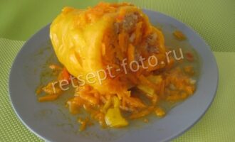 Перец фаршированный фаршем без томата и сметаны, рецепт с фото