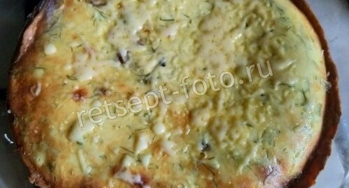 Песочный пирог с грибами и заливкой, рецепт с фото