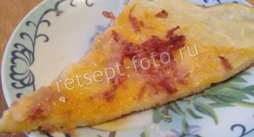 Пицца на кабачковом тесте на кефире с колбасой и сыром, рецепт с фото