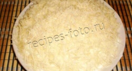Салат "Белая ночь" с куриными сердечками и грибами, рецепт с фото