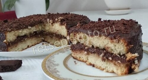 Шоколадный торт с ганашем и бисквитом, рецепт с фото