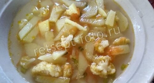 Суп с курицей и цветной капустой, рецепт с фото