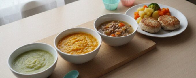 Детская еда до года: пюре из кабачка, тыквенная каша, суп-пюре с мясом и паровые котлеты с овощами